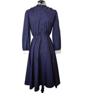 Vintage 60s/70s Handmade Shirtwaist Peter Pan Collar Full Skirt Midi Dress, Sz 4